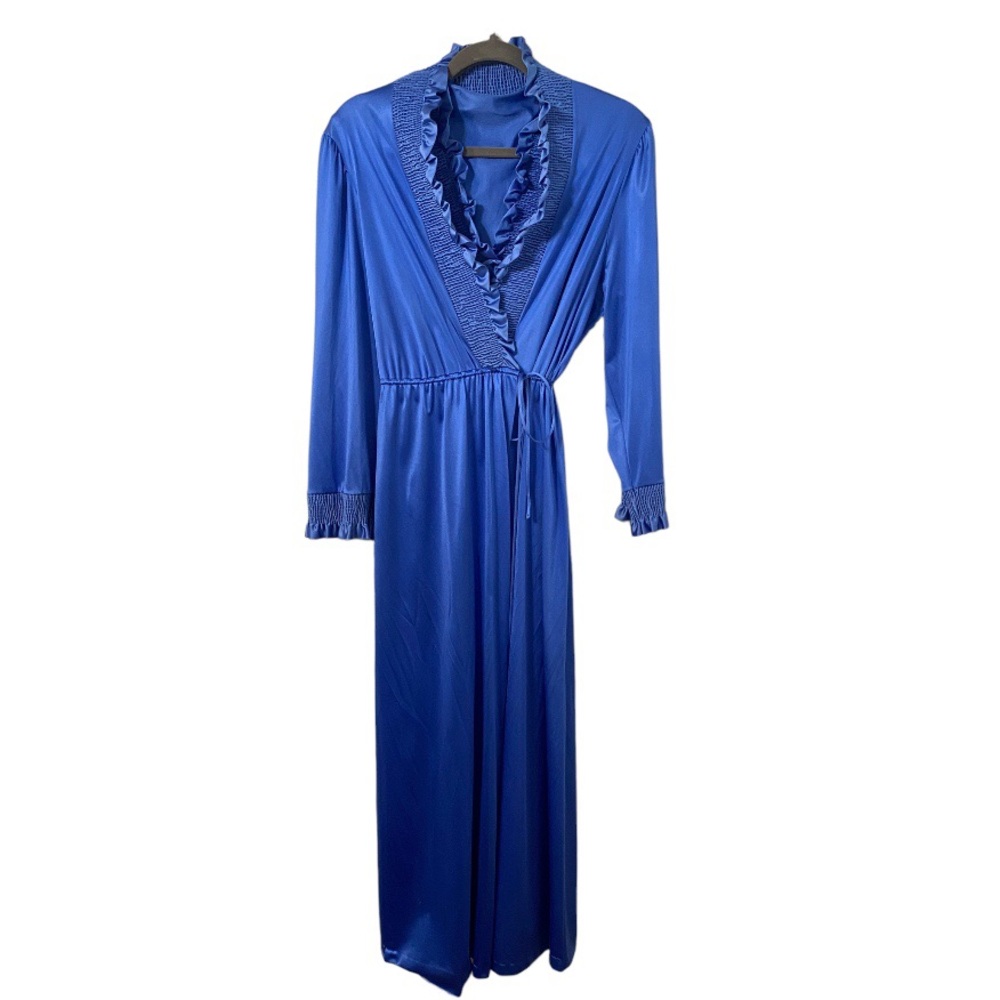 Vintage JC Penney Blue Peignoir Nightgown Robe Nylon Antron III Set Size M